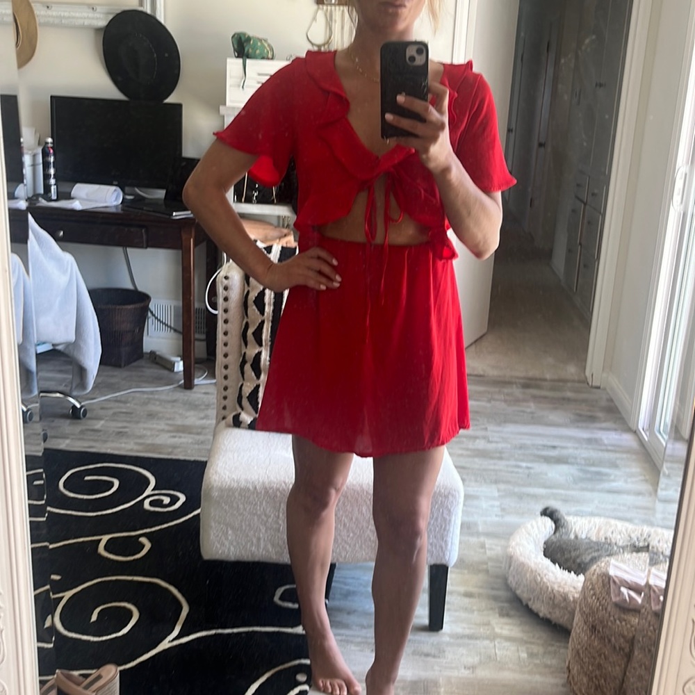 ❤️ Nasty Gal red ruffle cover-up dress